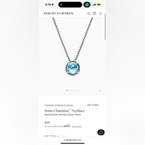 Petite Chatelaine David Yurman 10mm Blue Topaz Necklace